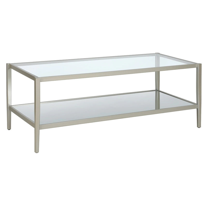 45 Wide Rectangular Coffee Table with Mirror Shelf