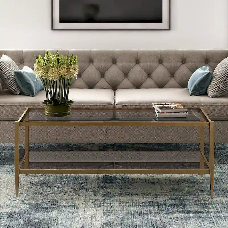 45 Wide Rectangular Coffee Table with Mirror Shelf
