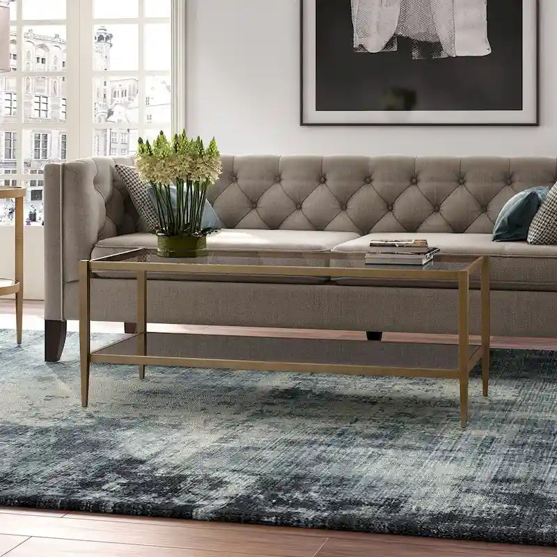 45 Wide Rectangular Coffee Table with Mirror Shelf