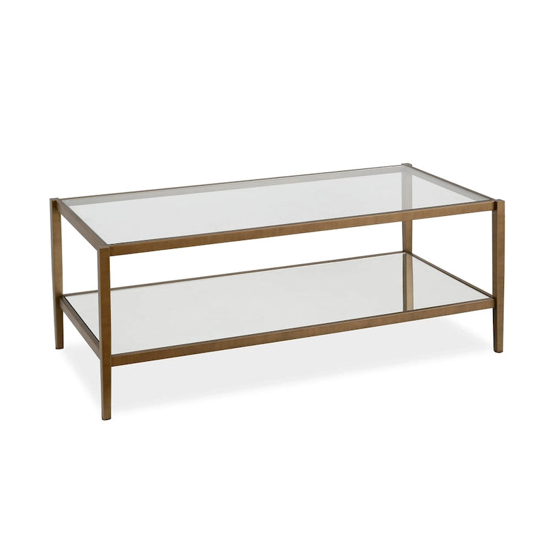 45 Wide Rectangular Coffee Table with Mirror Shelf