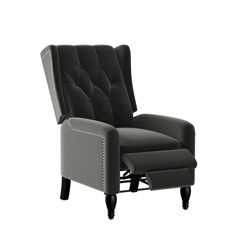 Velvet Wingback Push Back Recliner Chair
