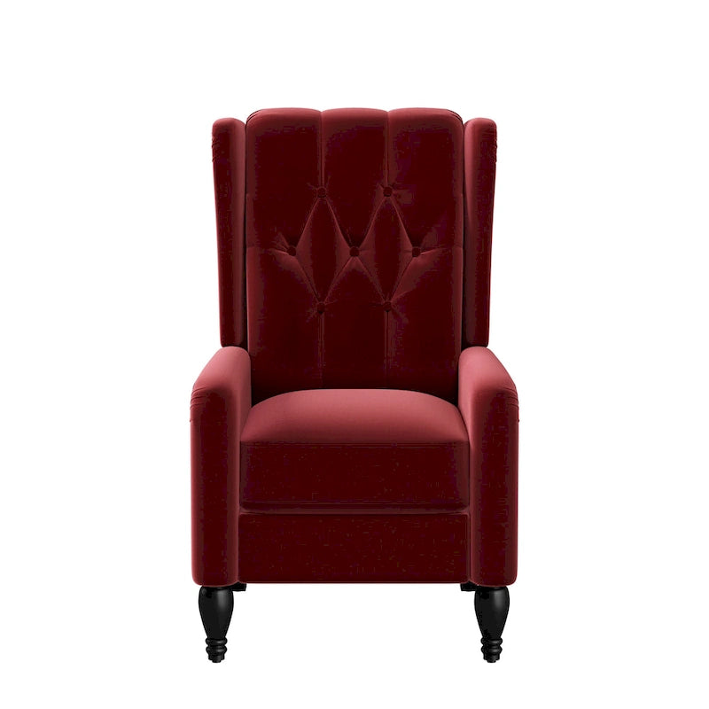 Velvet Wingback Push Back Recliner Chair