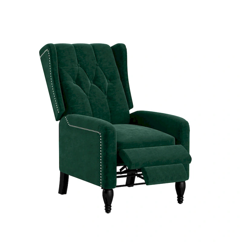 Velvet Wingback Push Back Recliner Chair