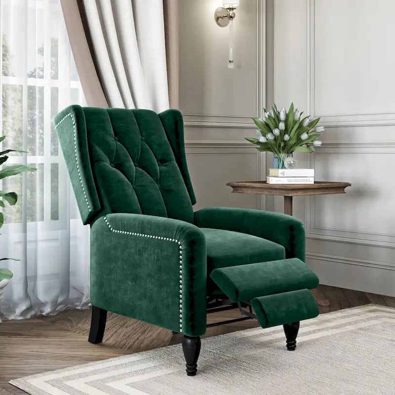 Velvet Wingback Push Back Recliner Chair