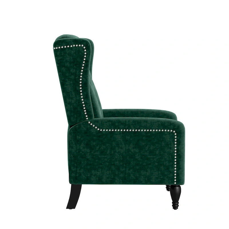 Velvet Wingback Push Back Recliner Chair
