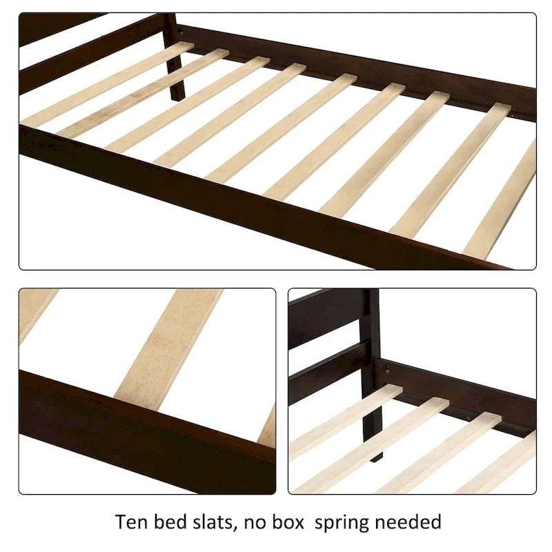 Wood Platform Bed with Headboard
