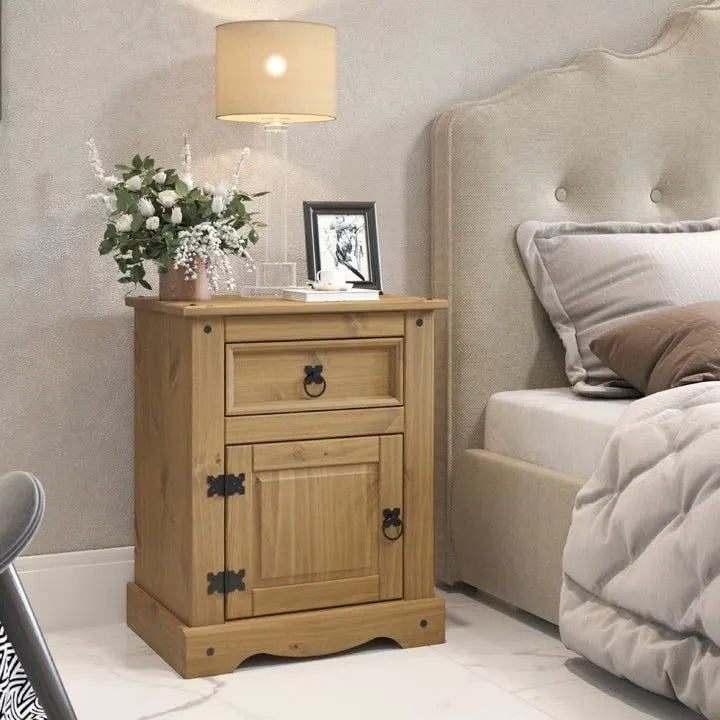 Wood Nighstand 1 Door 1 Drawer Collection