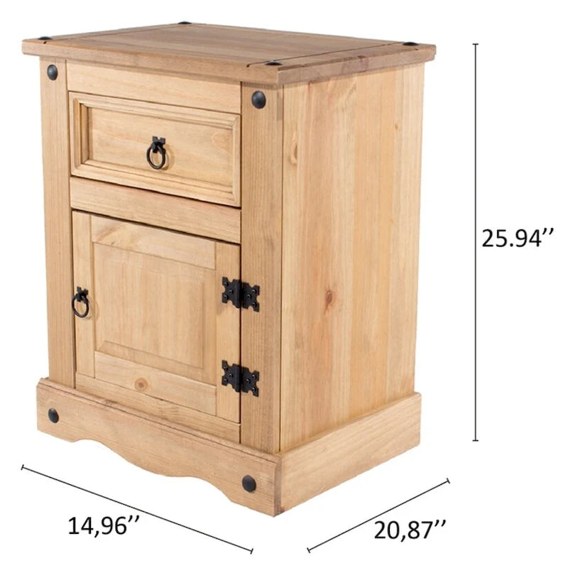 Wood Nighstand 1 Door 1 Drawer Collection