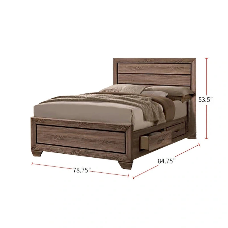 Wooden Bed in Washed Taupe