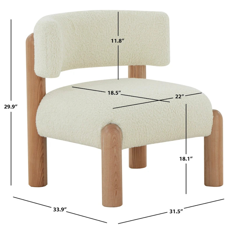 Faux Shearling Accent Chair - 26 In. W x 26 In. D x 28 In. H - 26Wx26Dx28H