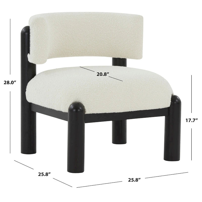 Faux Shearling Accent Chair - 26 In. W x 26 In. D x 28 In. H - 26Wx26Dx28H