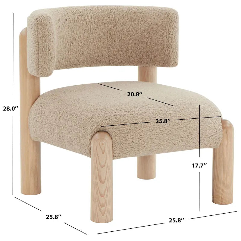 Faux Shearling Accent Chair - 26 In. W x 26 In. D x 28 In. H - 26Wx26Dx28H