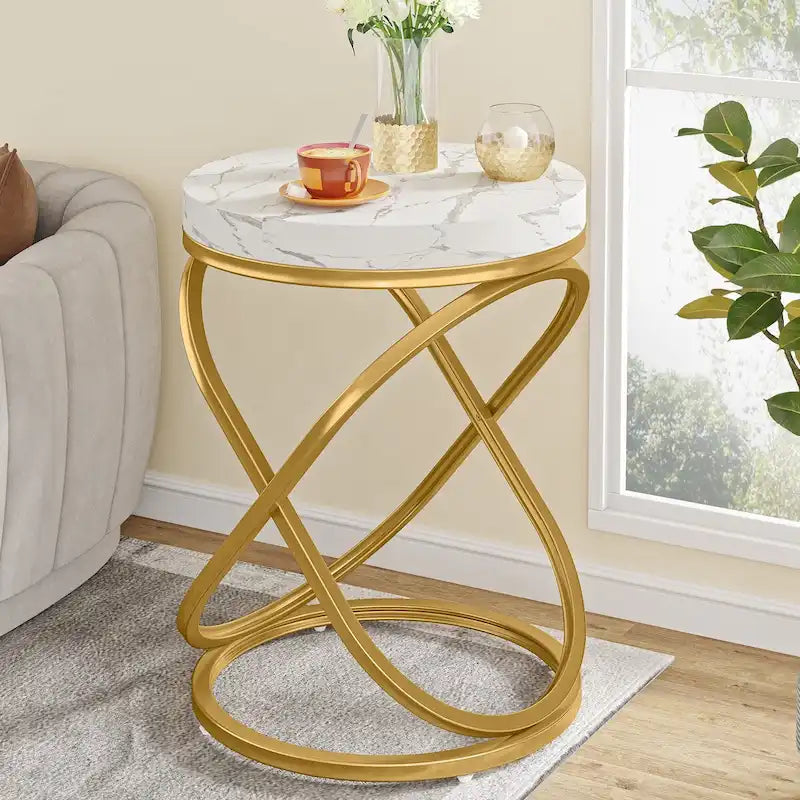 19.68 Inches Round End Side Table Nightstands for Living Room