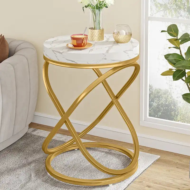 19.68 Inches Round End Side Table Nightstands for Living Room