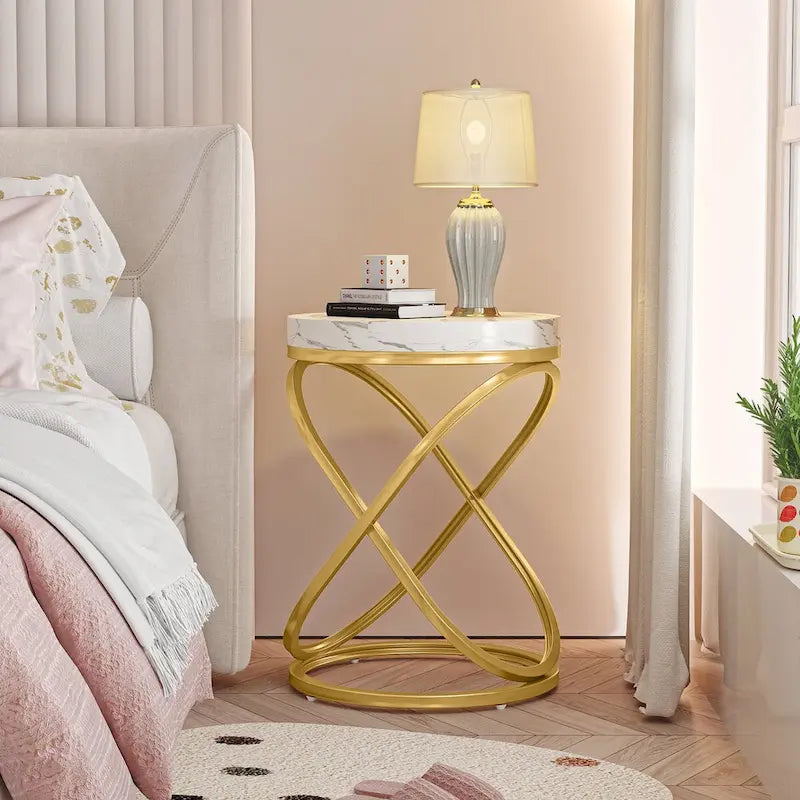 19.68 Inches Round End Side Table Nightstands for Living Room