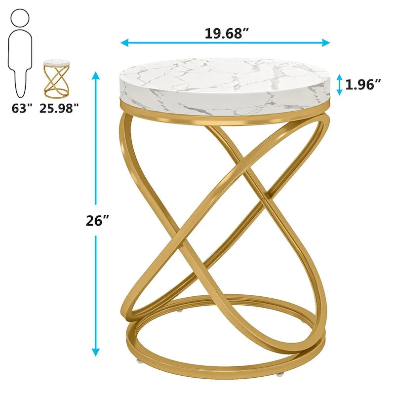 19.68 Inches Round End Side Table Nightstands for Living Room