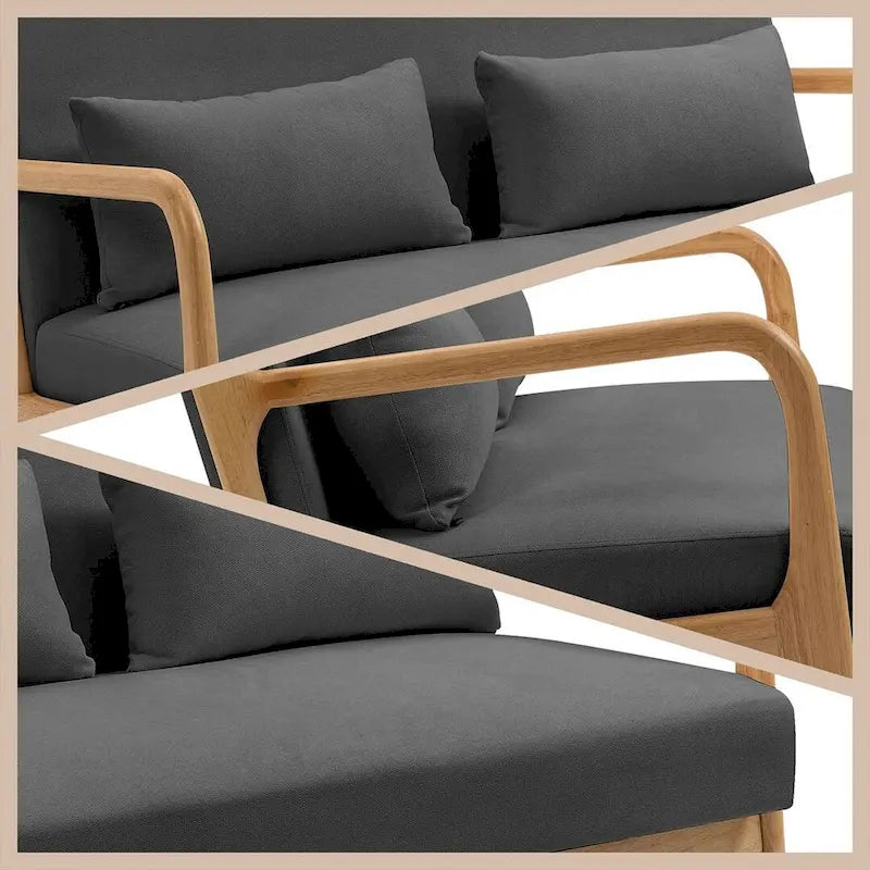 Mid-century Upholstered Accent Sofa in solid wood for 2
