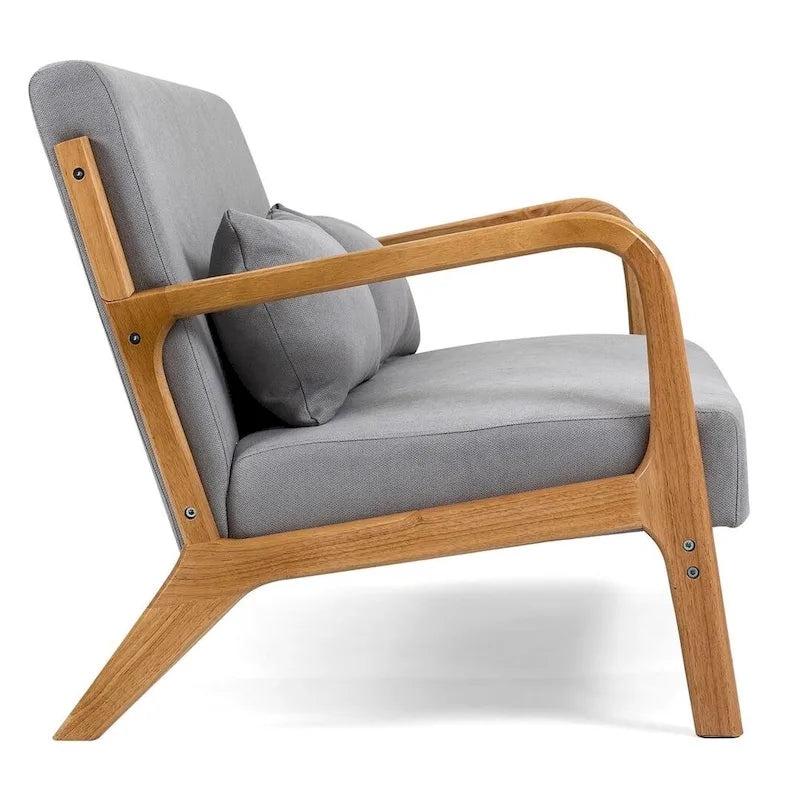 Mid-century Upholstered Accent Sofa in solid wood for 2