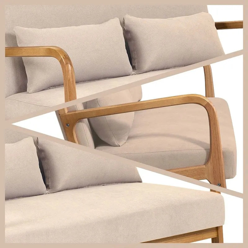 Mid-century Upholstered Accent Sofa in solid wood for 2
