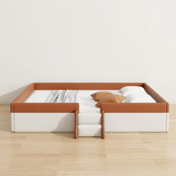 King-Size Polster-Tagesbettgestell mit Rausfallschutz und Treppe