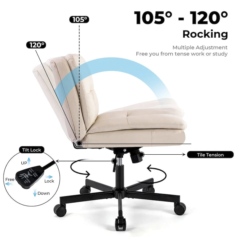 Large Size Swivel Armless Office Desk Chair