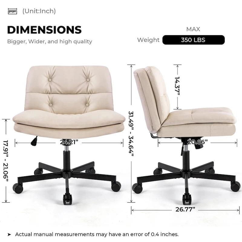 Large Size Swivel Armless Office Desk Chair