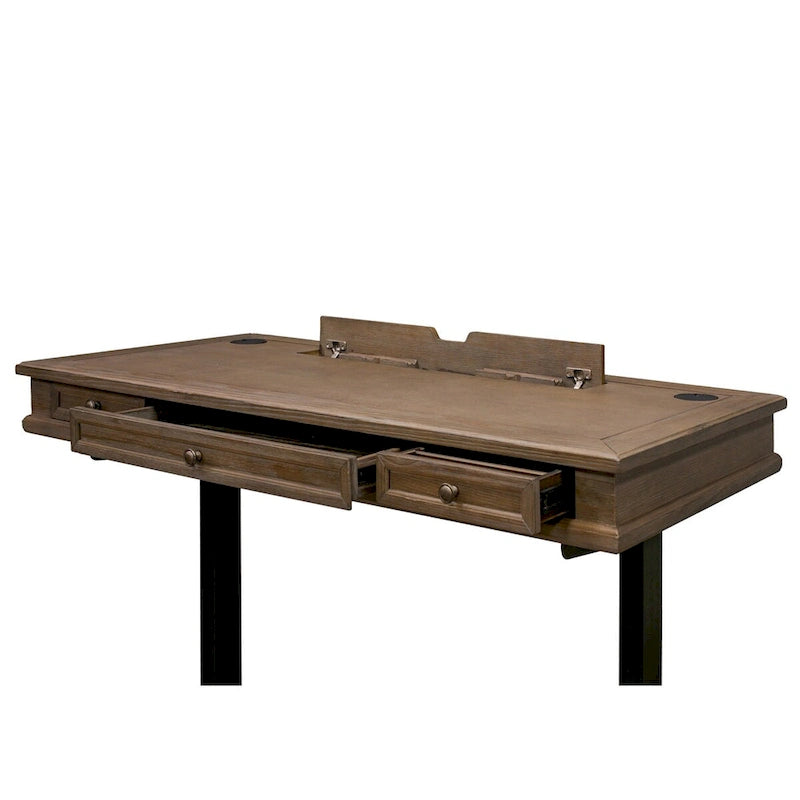 Wood Electronic Sit/Stand Desk, Standing Desk, Gray