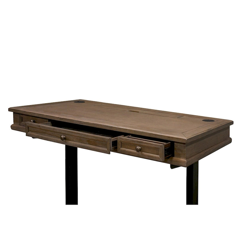 Wood Electronic Sit/Stand Desk, Standing Desk, Gray