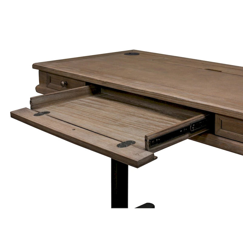Wood Electronic Sit/Stand Desk, Standing Desk, Gray