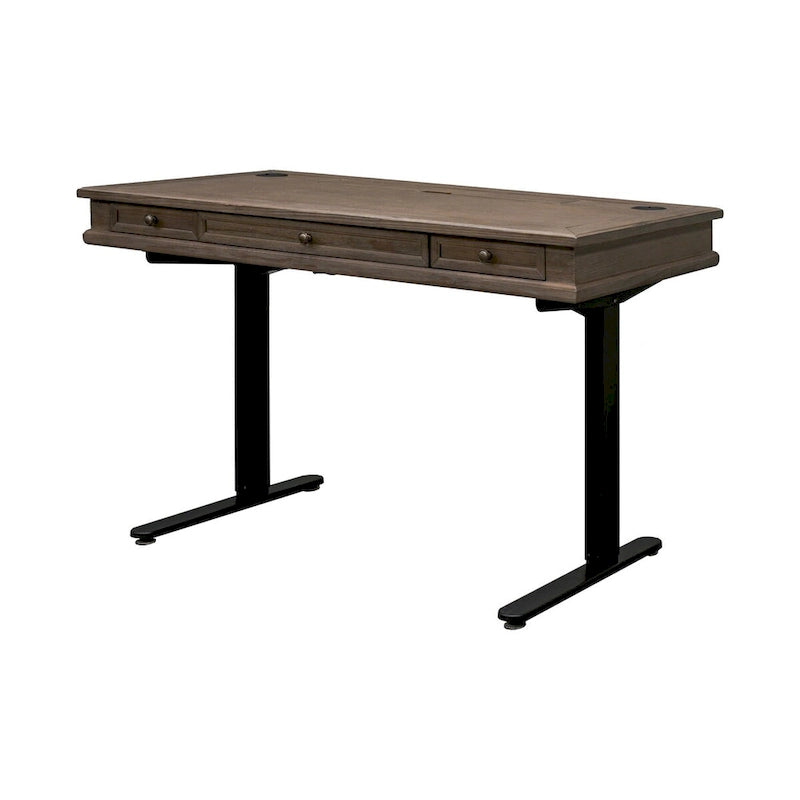 Wood Electronic Sit/Stand Desk, Standing Desk, Gray