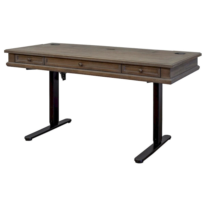 Wood Electronic Sit/Stand Desk, Standing Desk, Gray