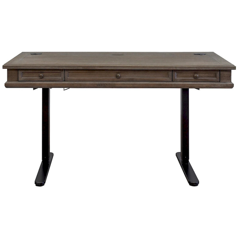 Wood Electronic Sit/Stand Desk, Standing Desk, Gray