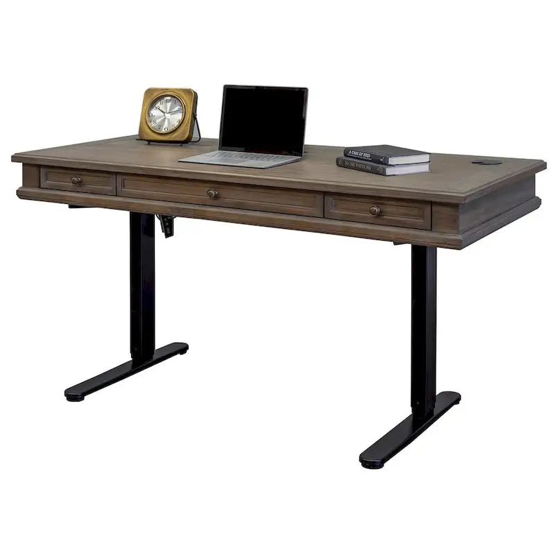 Wood Electronic Sit/Stand Desk, Standing Desk, Gray