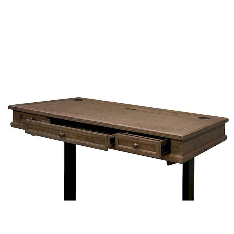 Wood Electronic Sit/Stand Desk, Standing Desk, Gray