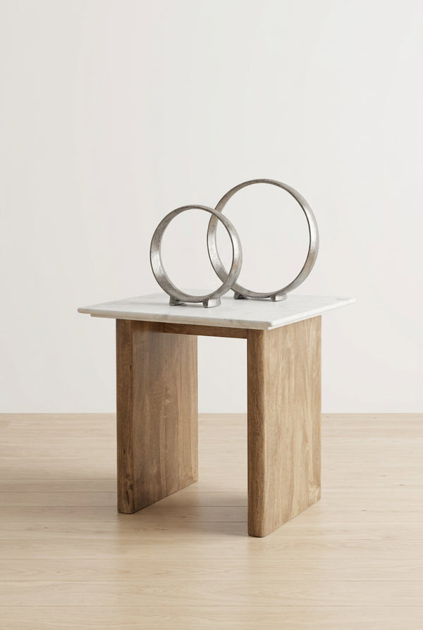 Signature Design by Ashley Isanti Light Brown/White End Table - 23.13W x 23.13D x 22.63H