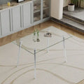 0.32 Thick Tempered Glass Top Dining Table with Stainless Steel Legs for Small Space, Dining Room