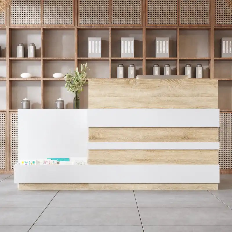 Salon Reception Counter with Keyboard Tray Large Working Desk