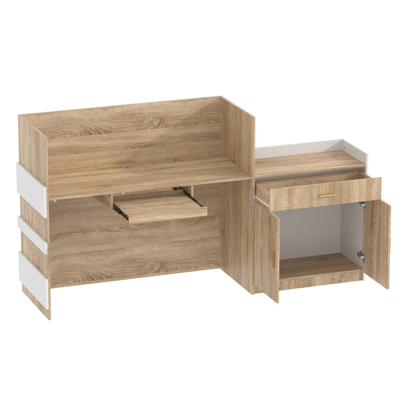 Salon Reception Counter with Keyboard Tray Large Working Desk